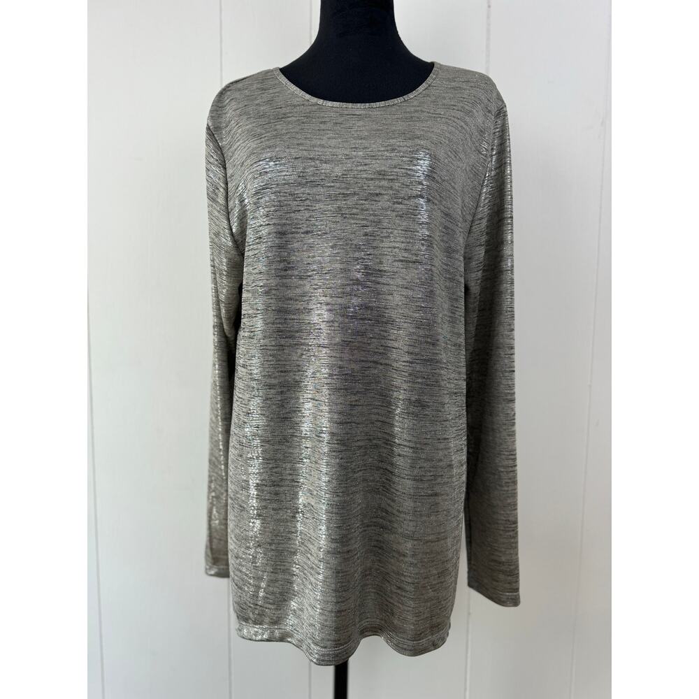 Women's Cruel Denim Silvery Shimmery Blouse, Size XL - Picture 7 of 7